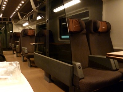 First and second class cars on an Italian train