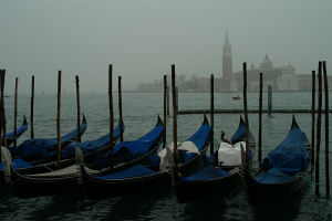 Gondolas in the fog