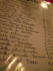 A handwritten menu