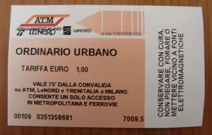 An old paper Milan Metro ticket