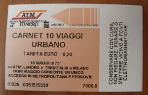 An old paper Milan Metro carnet