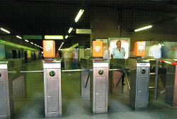 Ticket machines in a Milan Metro station
