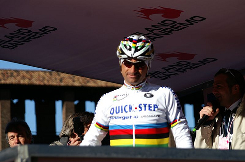 Paolo Bettini, at the start of Milano-Sanremo in Milan, March 2008