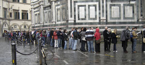 Waiting in line in Florence
