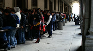 Waiting in line in Florence