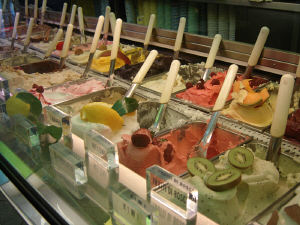 A gelato case in Florence