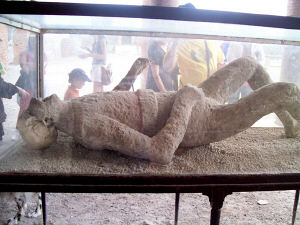 Plaster cast of a victim at Pompeii