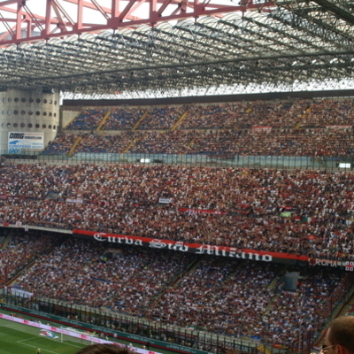 The crowd at San Siro for Paolo Maldini's last home game, May 2009