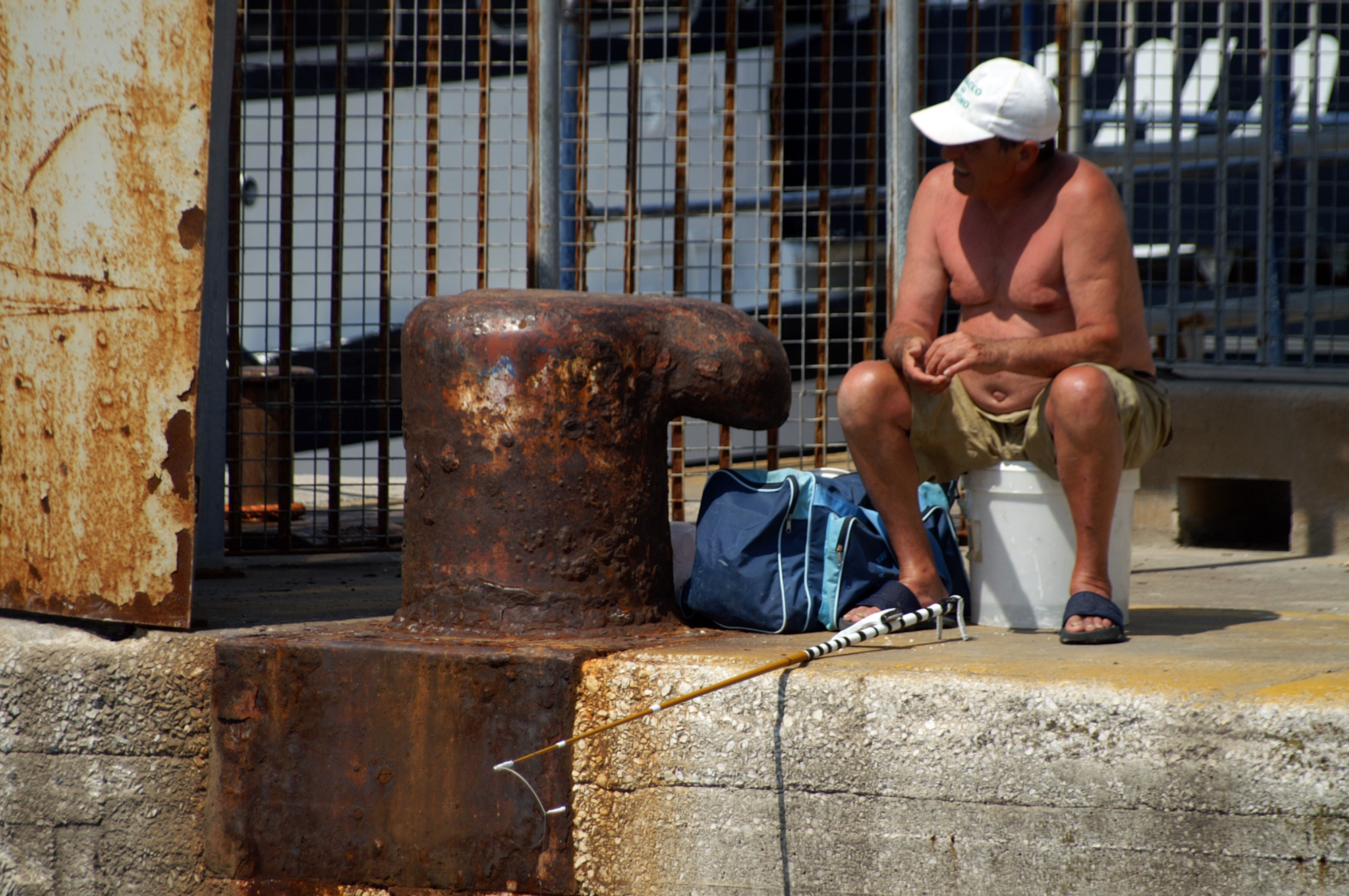 Fishing in the port of Naples